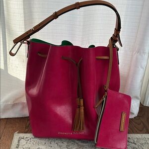 Dooney & Bourke Fuchsia and Tan Shoulder Bag